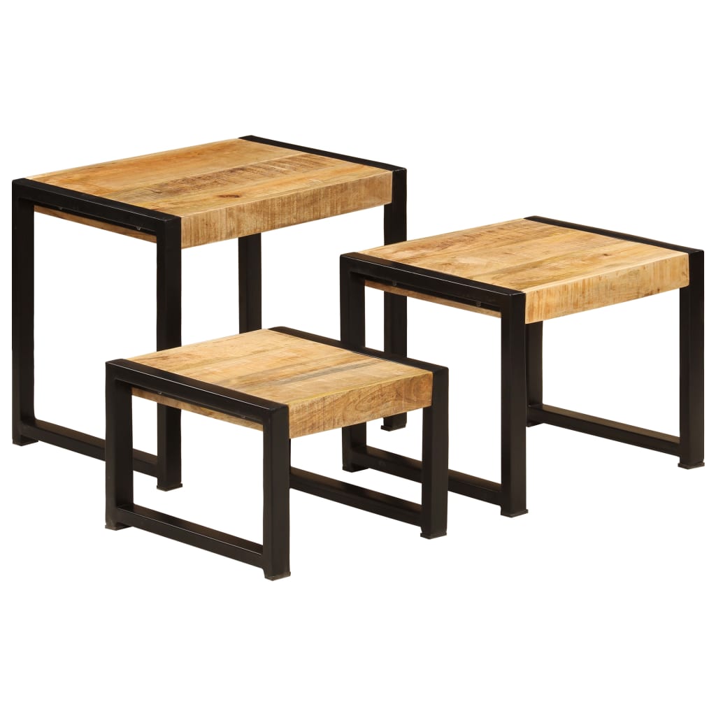 Nesting Tables 3 pcs Solid Mango Wood - Newstart Furniture