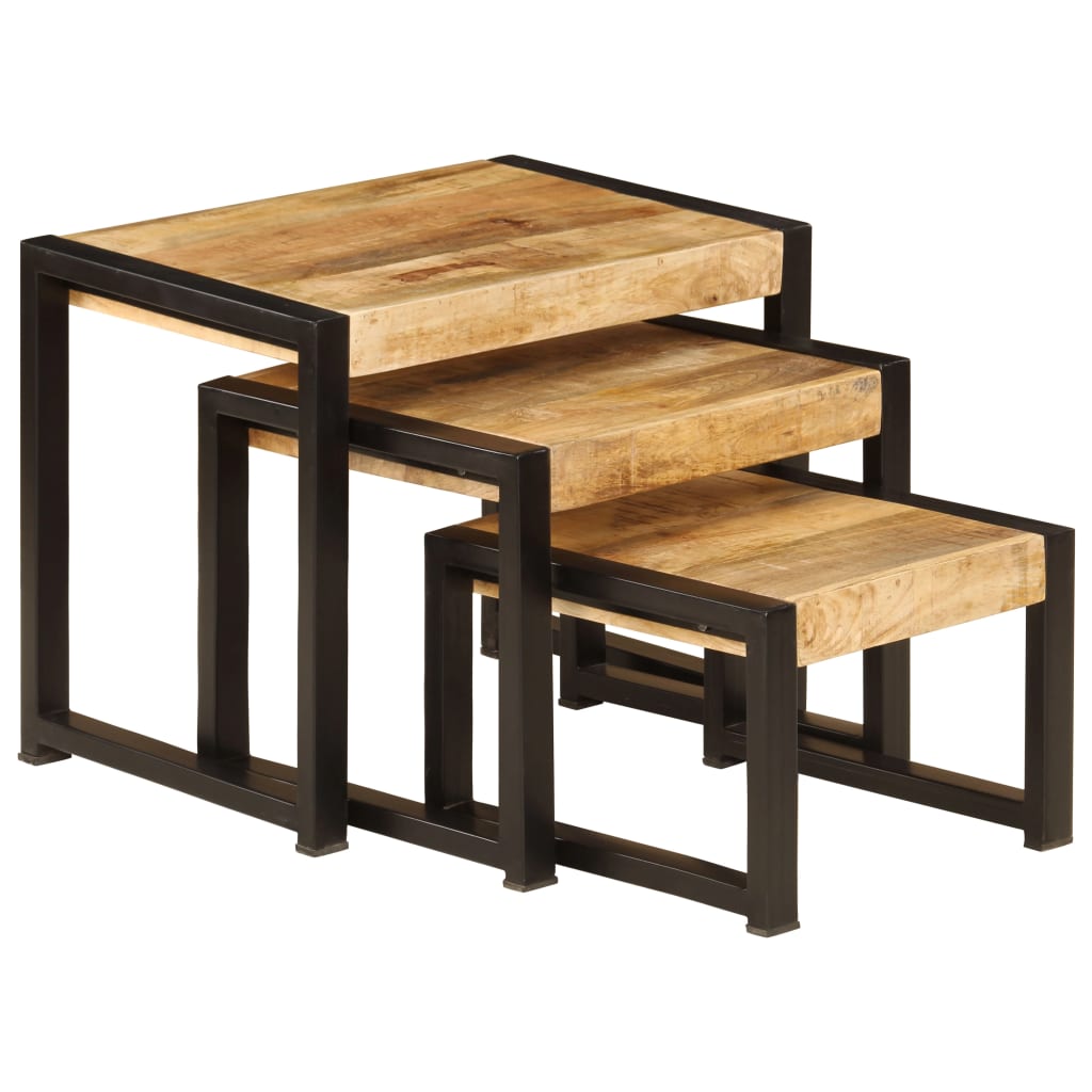 Nesting Tables 3 pcs Solid Mango Wood - Newstart Furniture