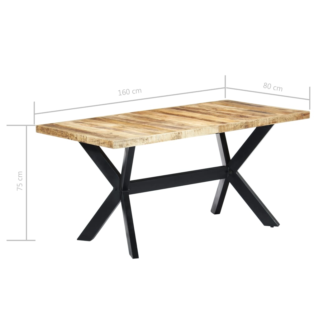 Dining Table 160x80x75 cm Solid Rough Mango Wood - Newstart Furniture