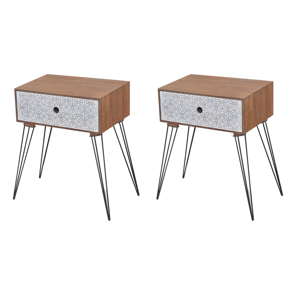 Nightstands with Drawer 2 pcs Brown - Newstart Furniture