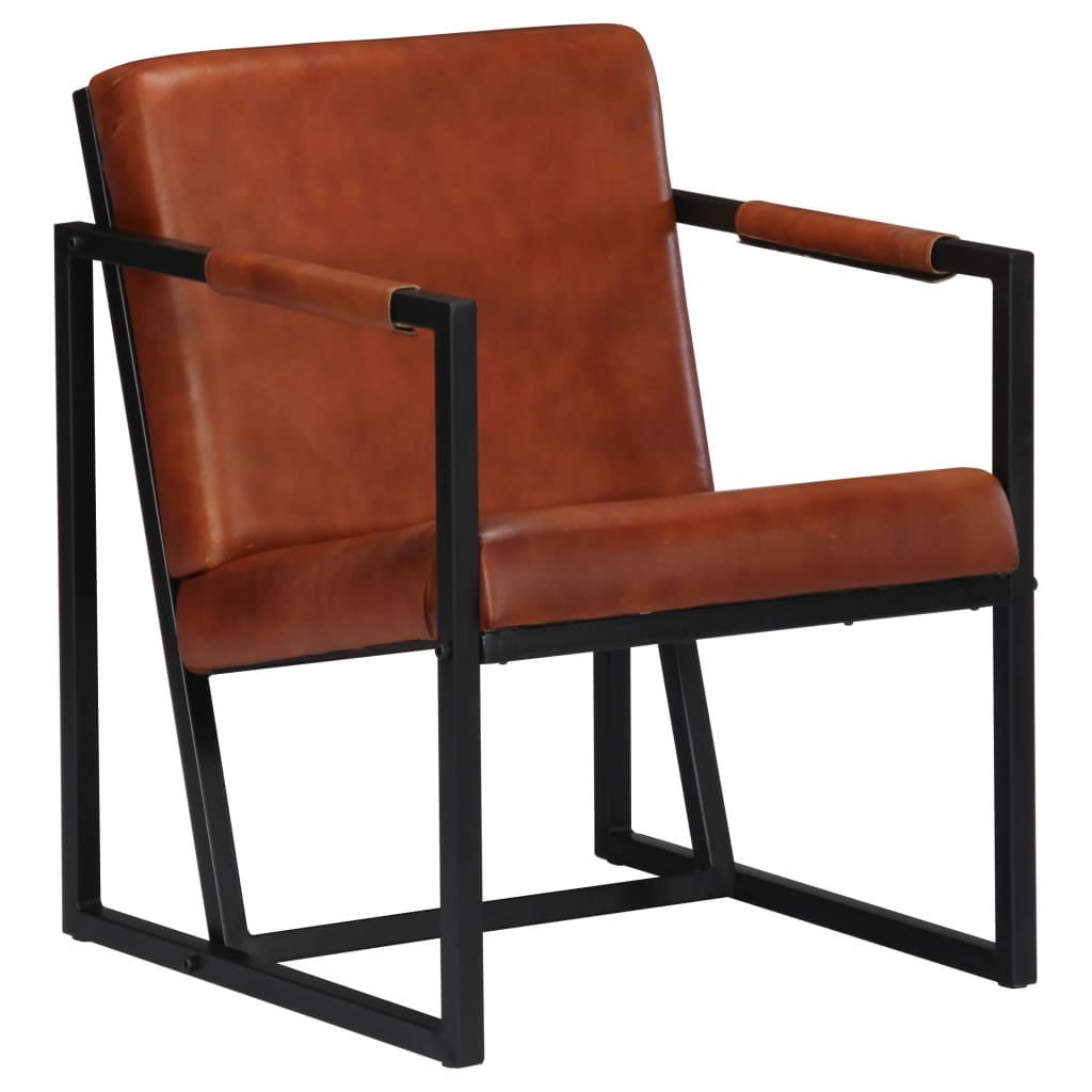 Armchair Brown Real Leather - Newstart Furniture
