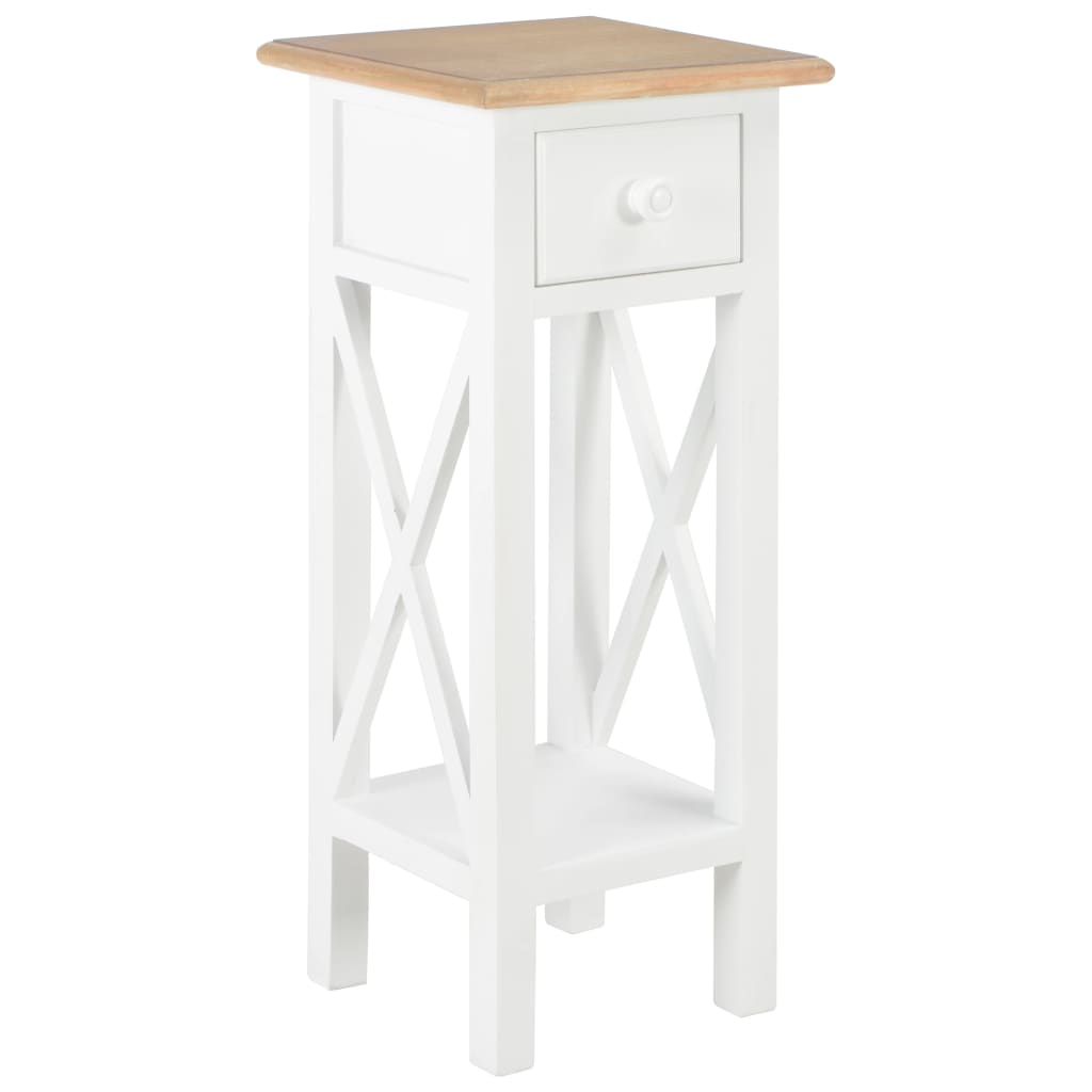 Side Table White 27x27x65.5 cm Wood - Newstart Furniture