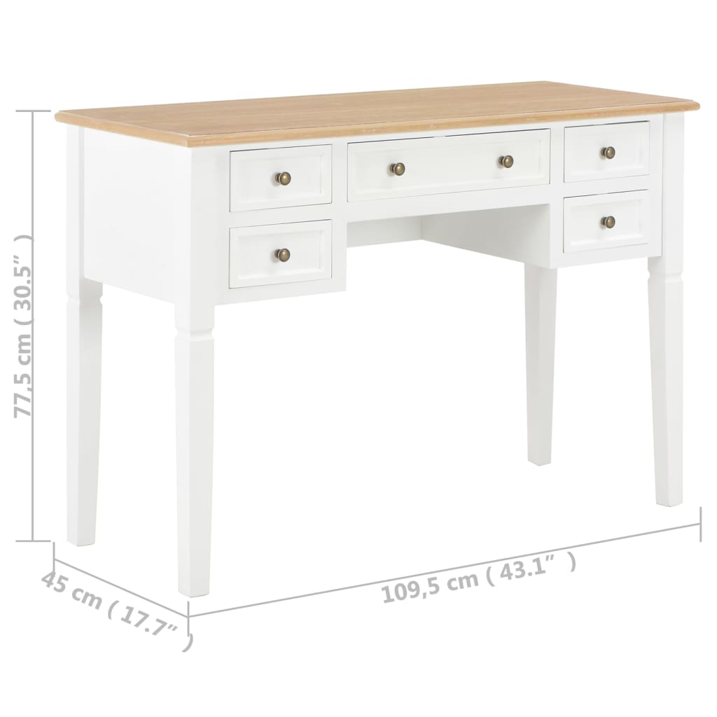 Writing Desk White 109.5x45x77.5 cm Wood - Newstart Furniture