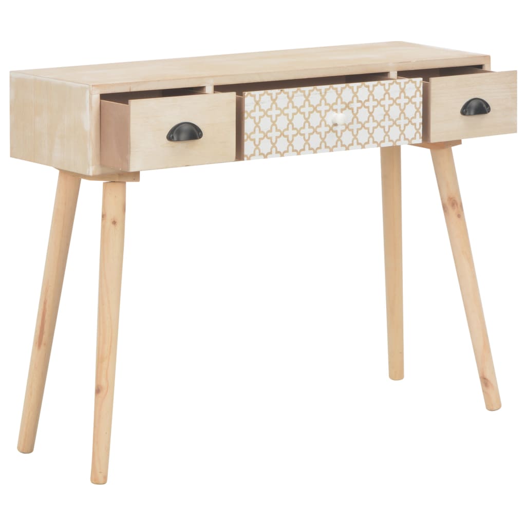 Console Table with 3 Drawers 100x30x73 cm Solid Pinewood - Newstart Furniture