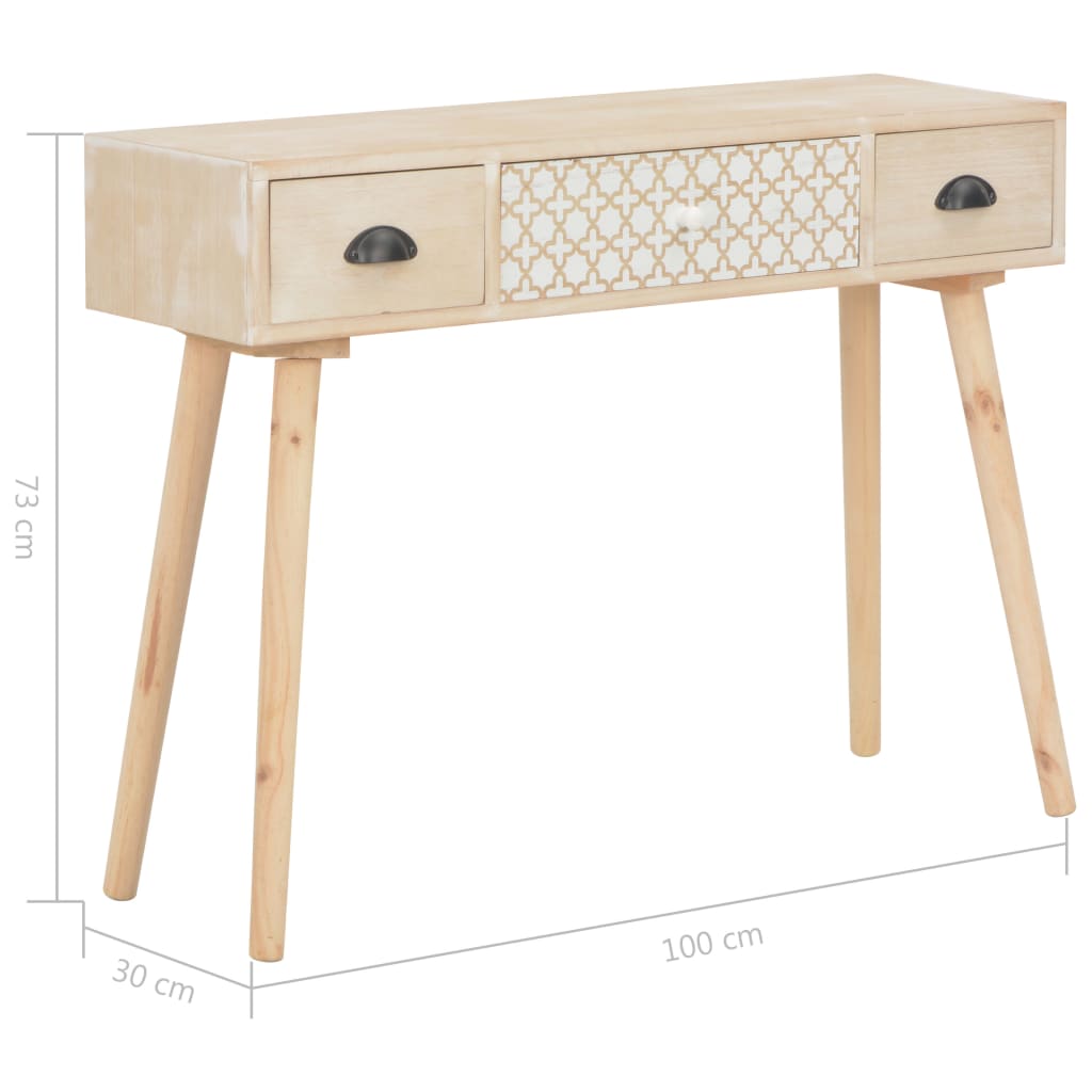 Console Table with 3 Drawers 100x30x73 cm Solid Pinewood - Newstart Furniture