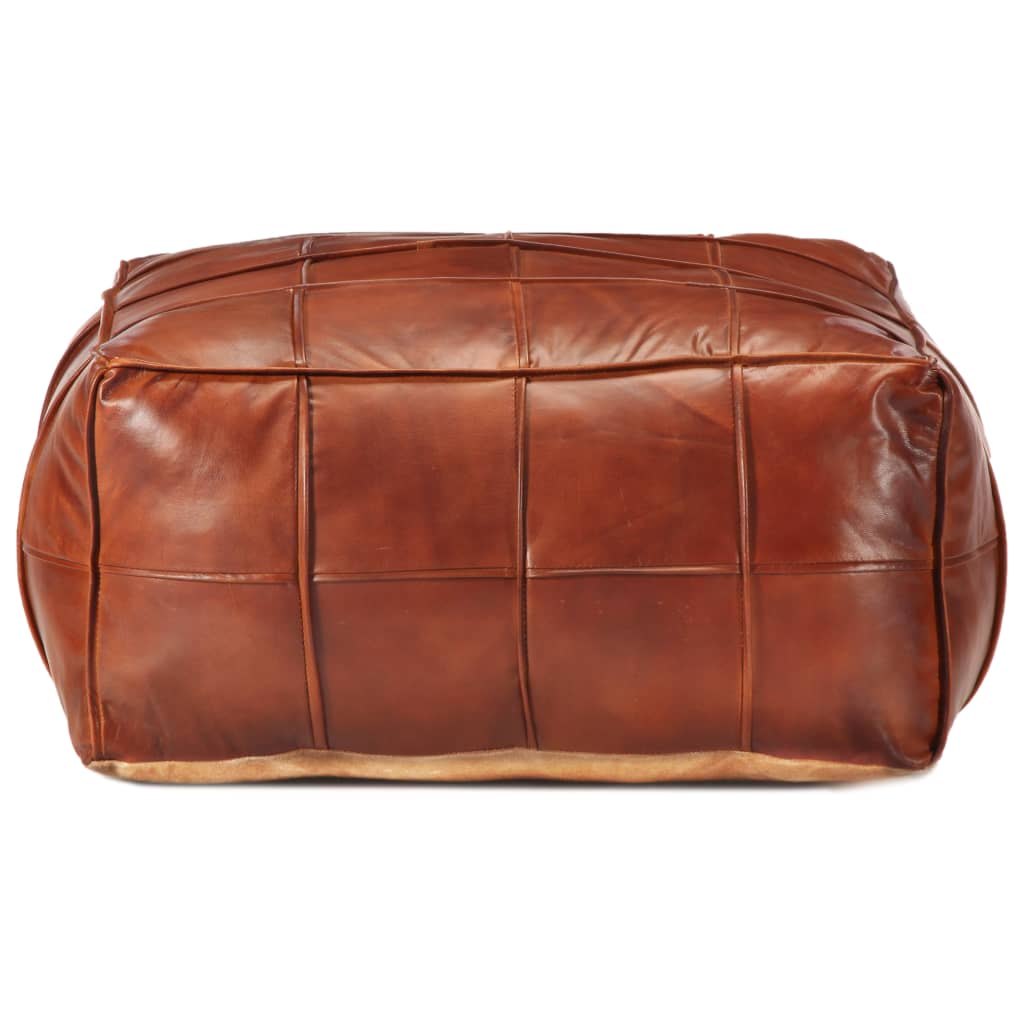 Pouffe Tan 60x60x30 cm Genuine Goat Leather - Newstart Furniture