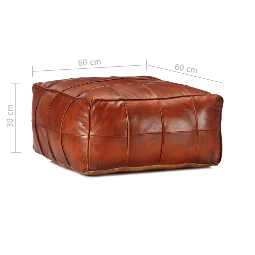 Pouffe Tan 60x60x30 cm Genuine Goat Leather - Newstart Furniture