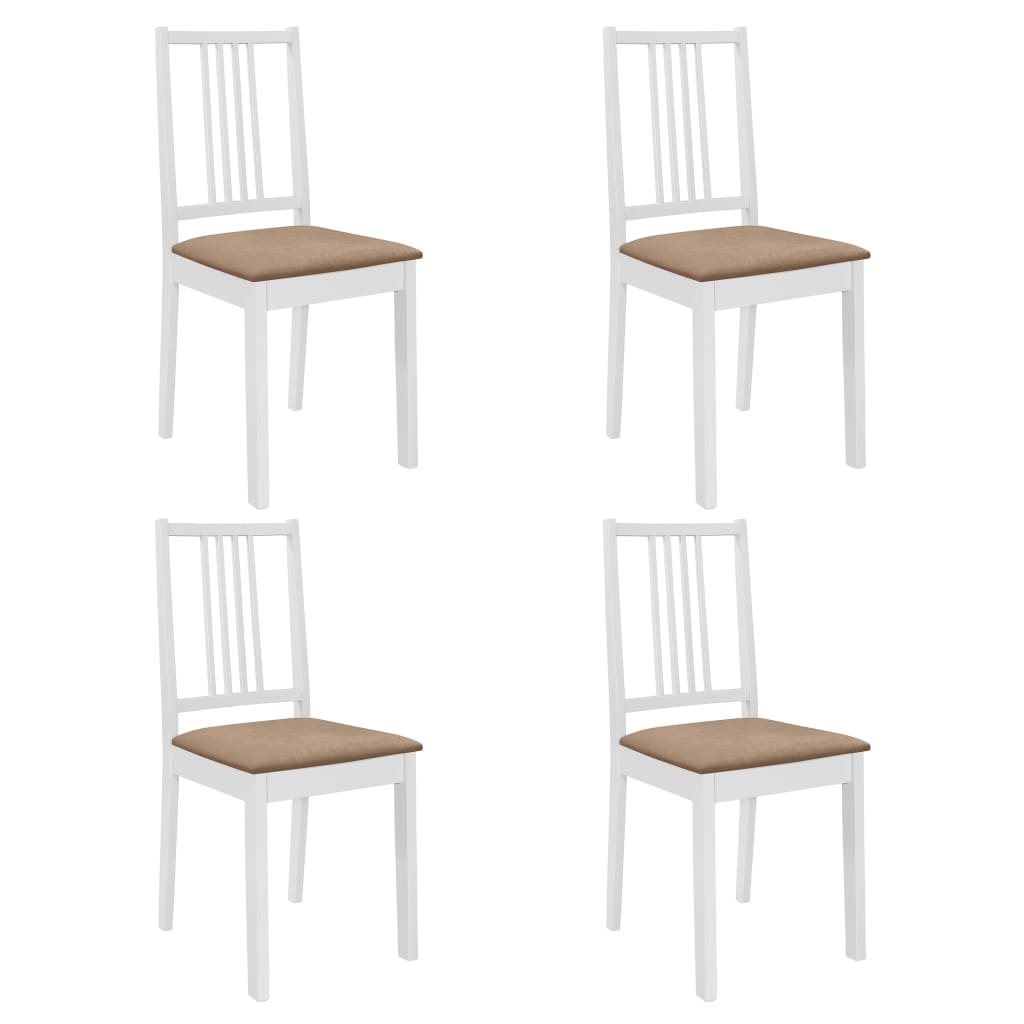 Dining Chairs with Cushions 4 pcs White Solid Wood - Newstart Furniture