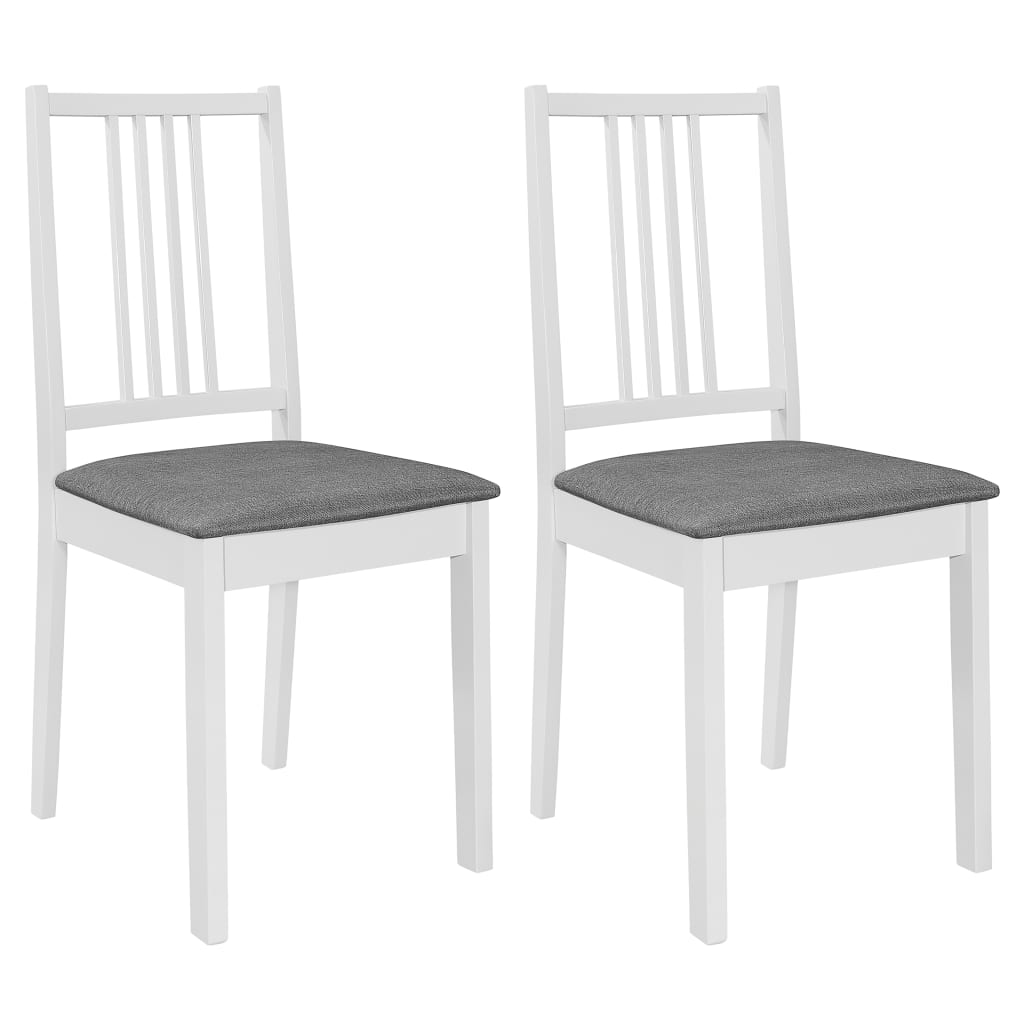 Dining Chairs with Cushions 2 pcs White Solid Wood - Newstart Furniture