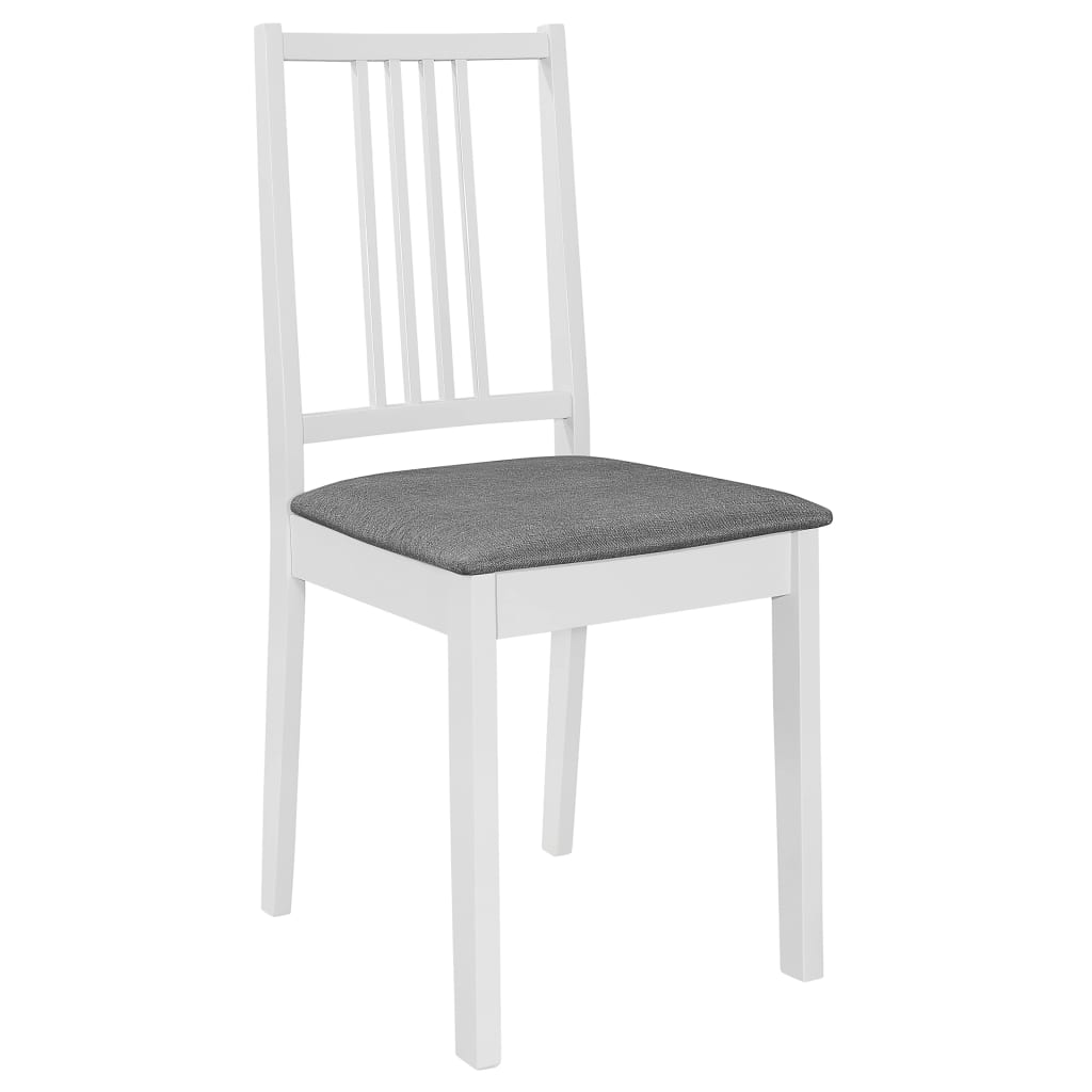 Dining Chairs with Cushions 4 pcs White Solid Wood - Newstart Furniture