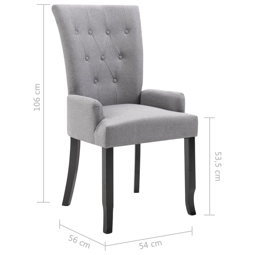 Dining Chair with Armrests Light Grey Fabric - Newstart Furniture