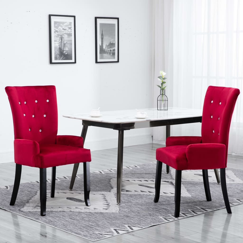 Dining Chair with Armrests Red Velvet - Newstart Furniture
