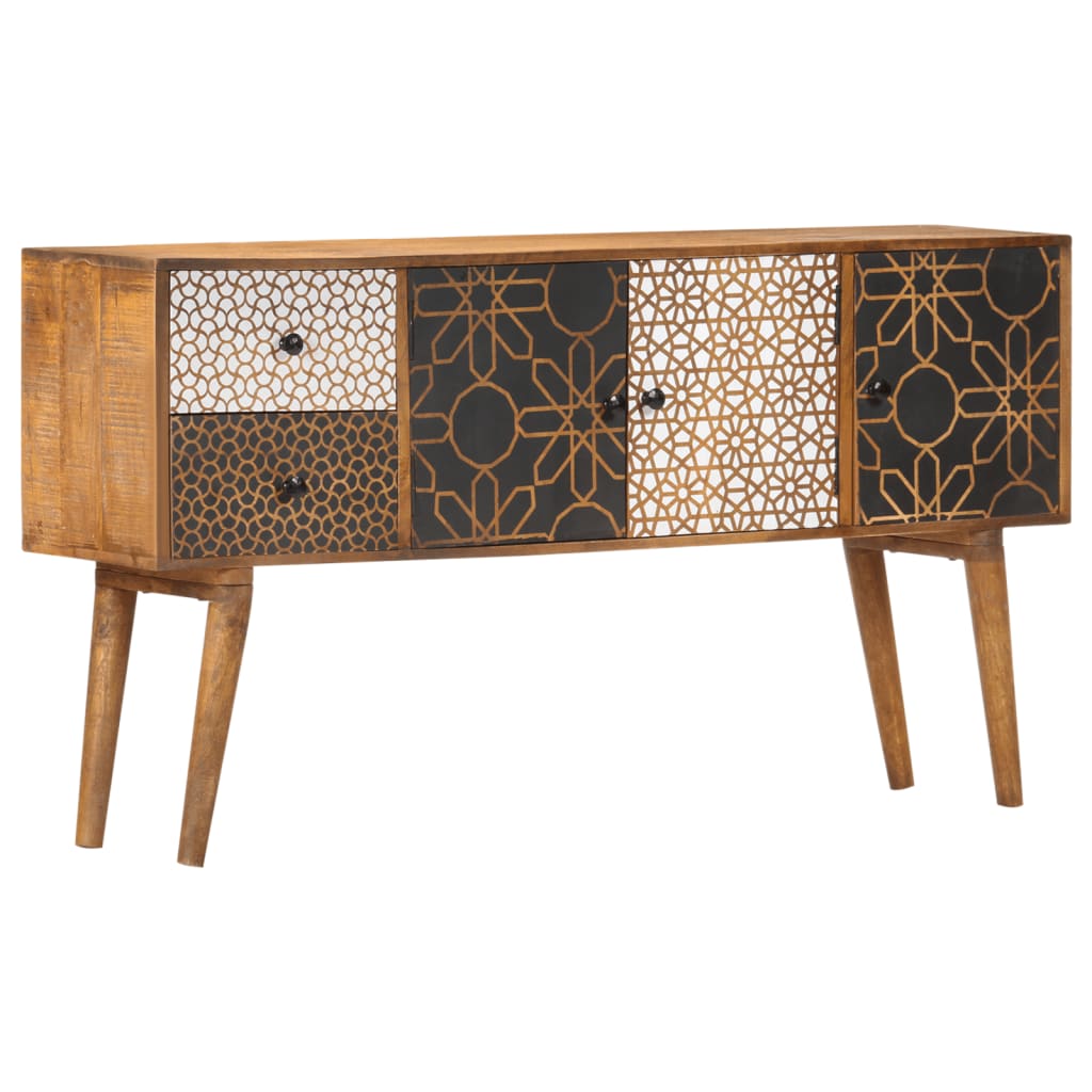 Sideboard with Printed Pattern 130x30x70 cm Solid Mango Wood - Newstart Furniture