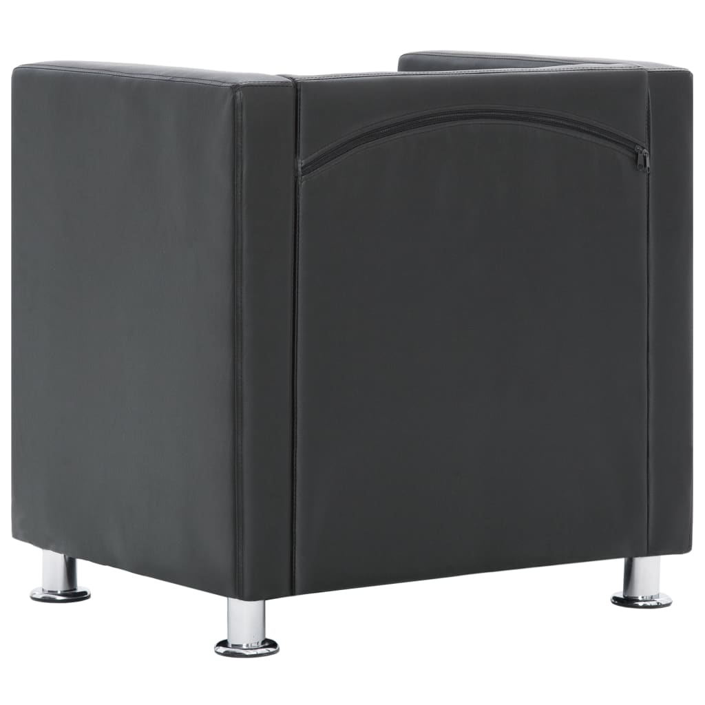 Cube Armchair Grey Faux Leather - Newstart Furniture
