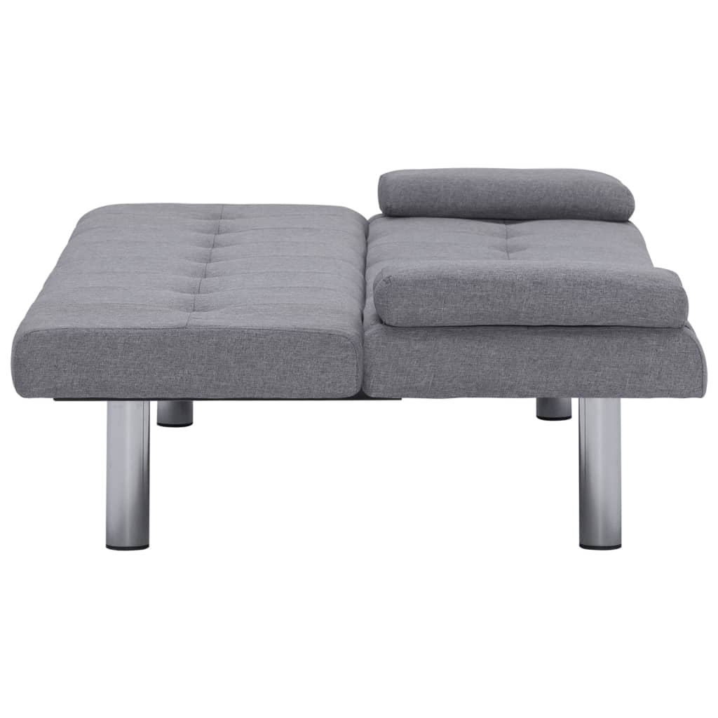 Sofa Bed with Two Pillows Light Grey Polyester - Newstart Furniture