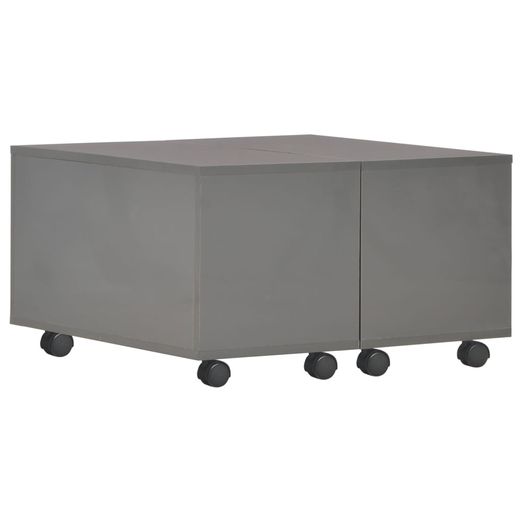 Coffee Table High Gloss Grey 60x60x35 cm Engineered Wood - Newstart Furniture