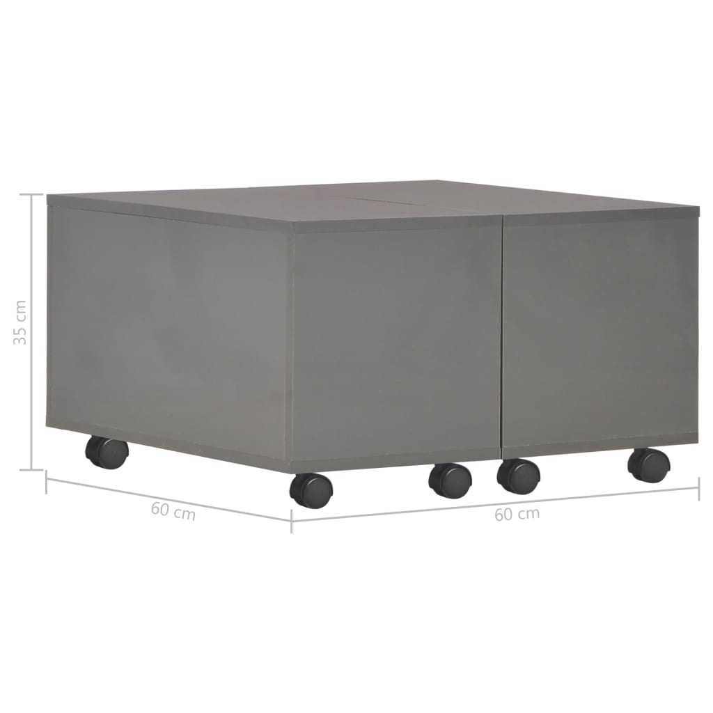 Coffee Table High Gloss Grey 60x60x35 cm Engineered Wood - Newstart Furniture