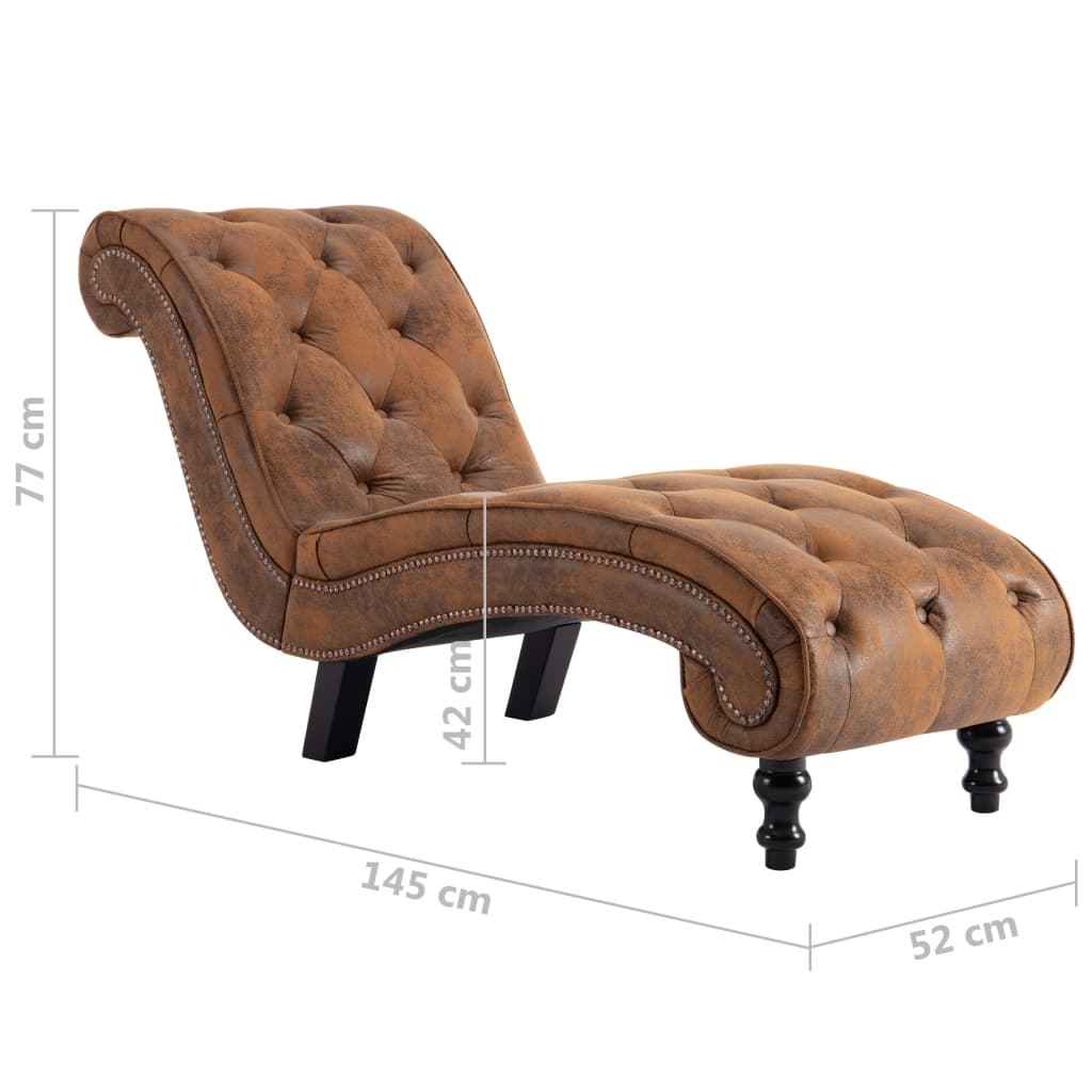 Chaise Lounge Brown Faux Suede Leather - Newstart Furniture