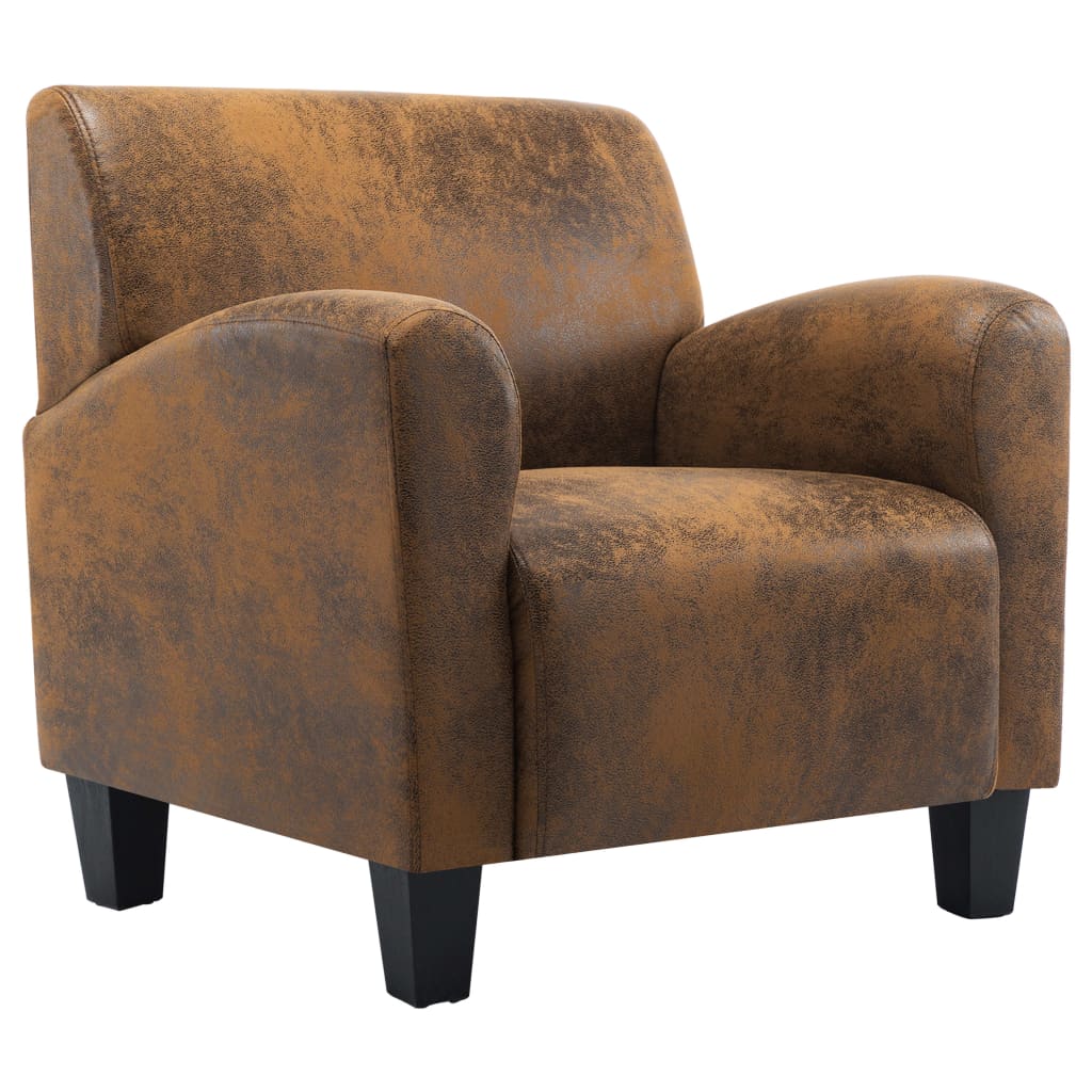 Sofa Chair Brown Faux Suede Leather - Newstart Furniture