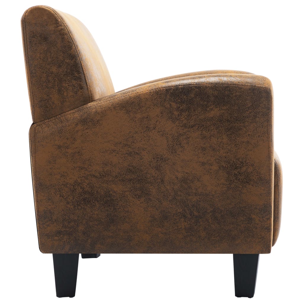 Sofa Chair Brown Faux Suede Leather - Newstart Furniture