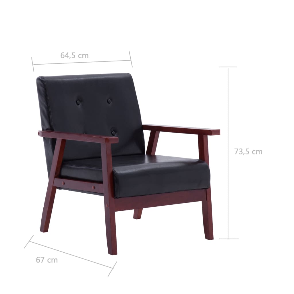 Armchair  Black Faux Leather - Newstart Furniture