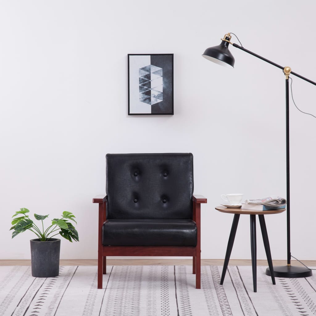 Armchair  Black Faux Leather - Newstart Furniture