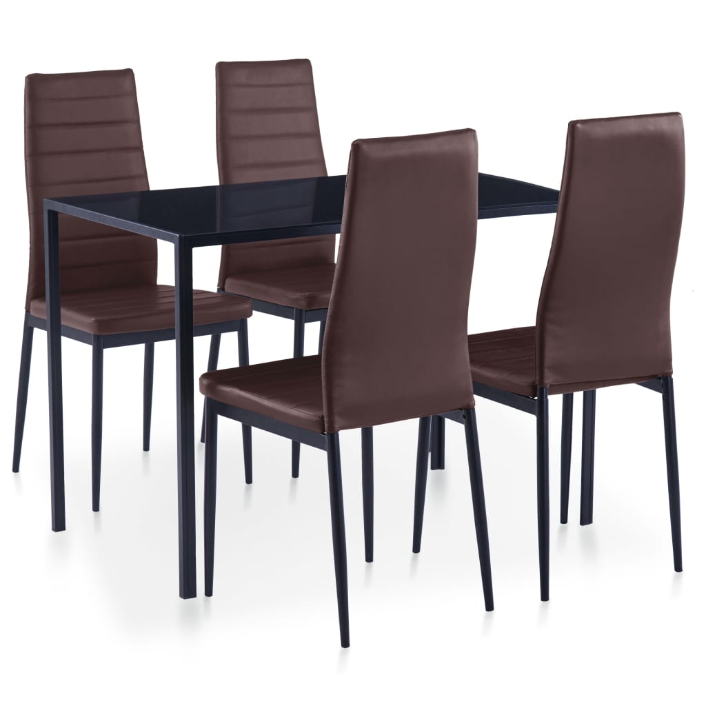Five Piece Dining Set Brown - Newstart Furniture