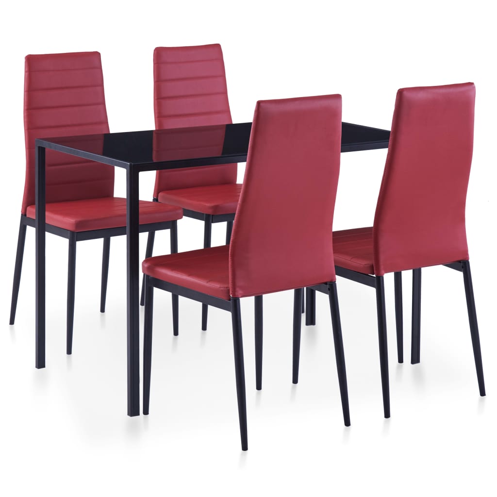 Five Piece Dining Set Wine Red - Newstart Furniture