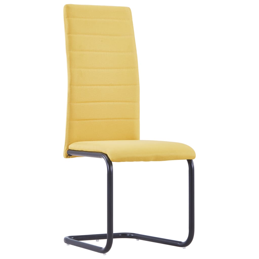 Cantilever Dining Chairs 2 pcs Yellow Fabric - Newstart Furniture