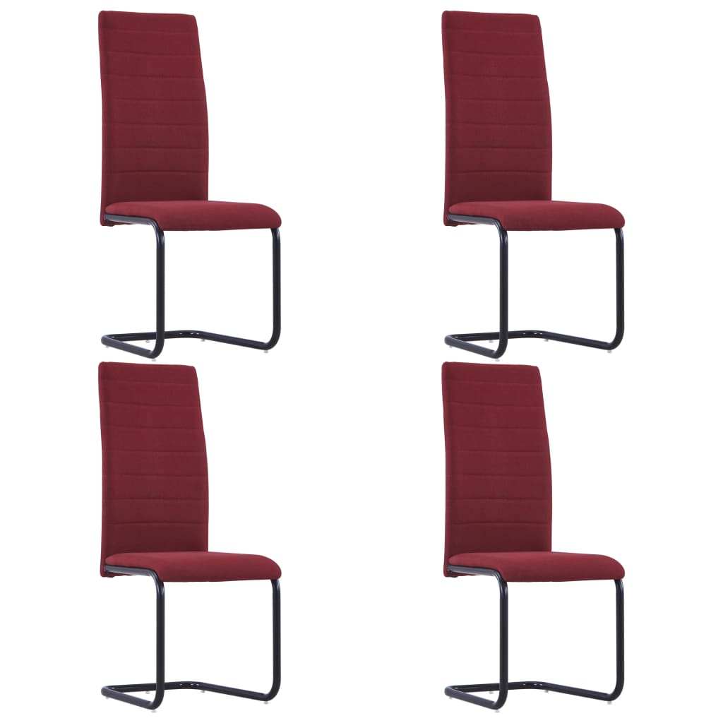Cantilever Dining Chairs 4 pcs Wine Fabric - Newstart Furniture