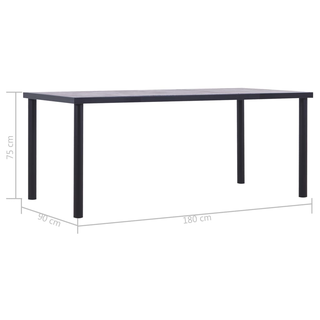 Dining Table Black and Concrete Grey 180x90x75 cm MDF - Newstart Furniture