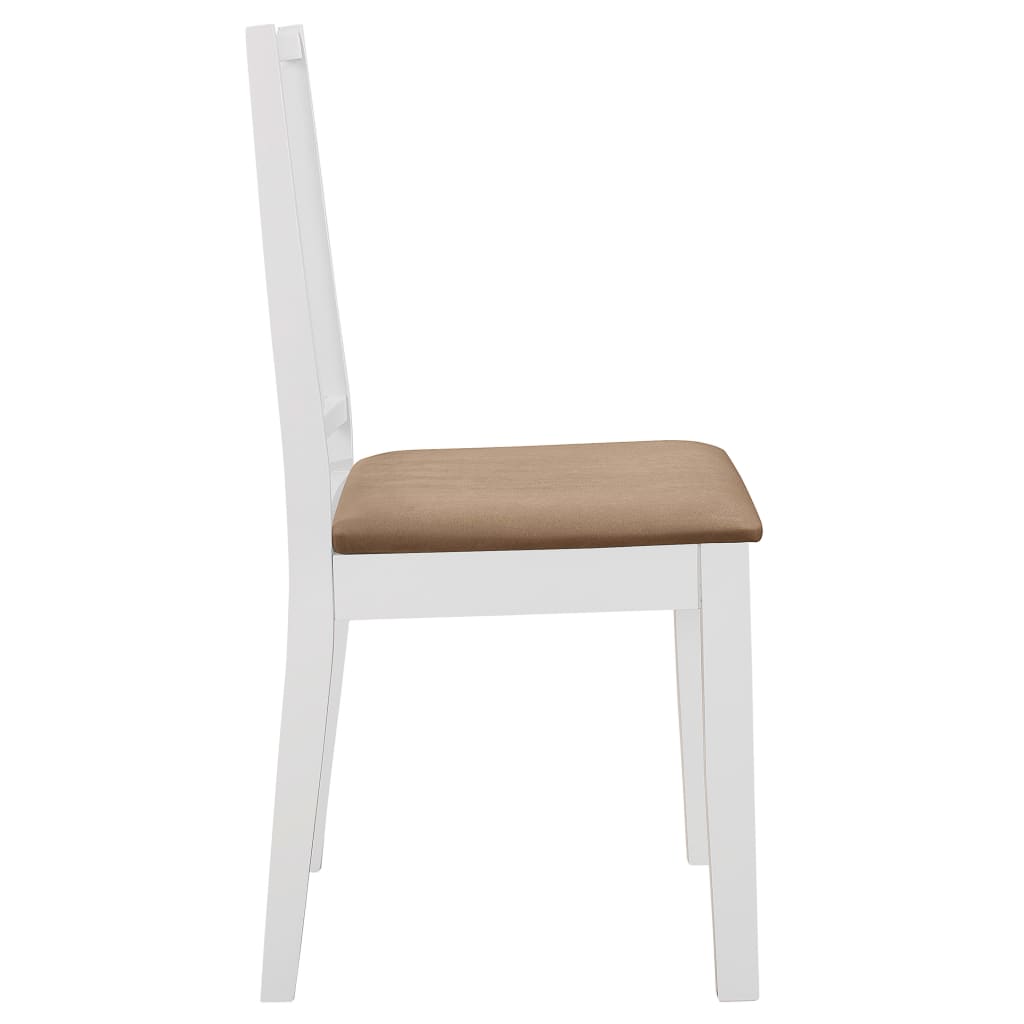 Dining Chairs with Cushions 6 pcs White Solid Wood - Newstart Furniture