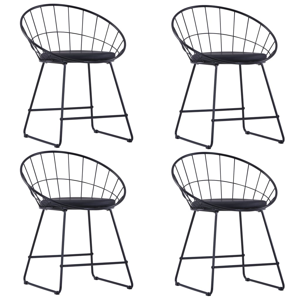 Dining Chairs with Faux Leather Seats 4 pcs Black Steel - Newstart Furniture