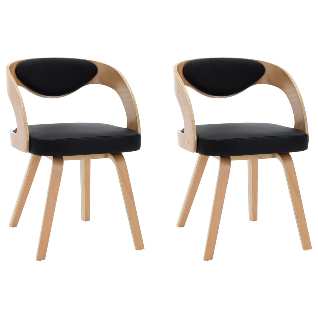 Dining Chairs 2 pcs Black Bent Wood and Faux Leather - Newstart Furniture