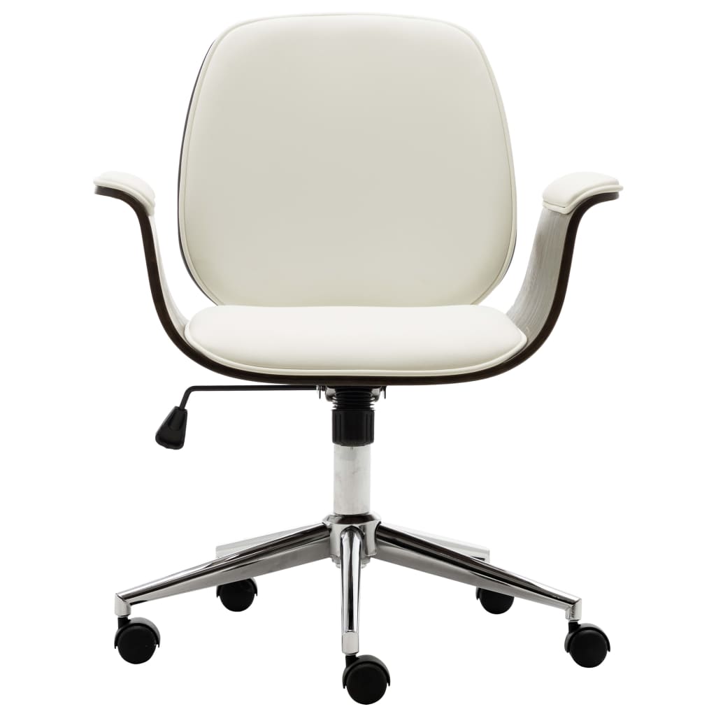Office Chair White Bent Wood and Faux Leather - Newstart Furniture