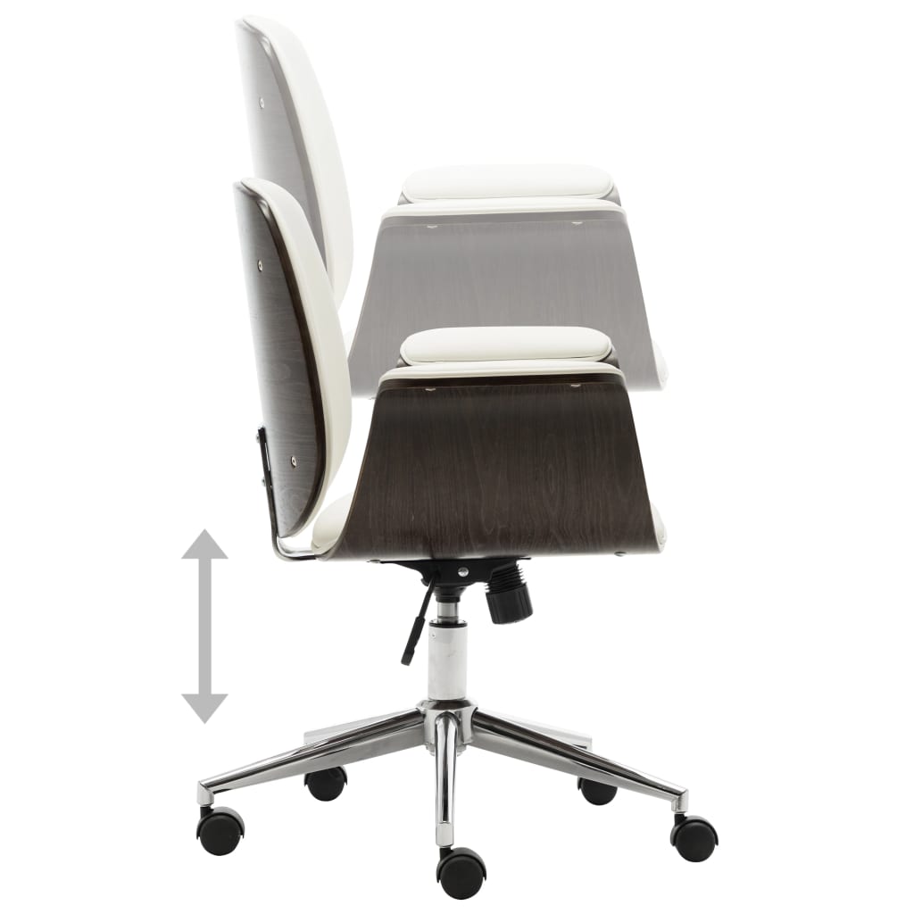 Office Chair White Bent Wood and Faux Leather - Newstart Furniture