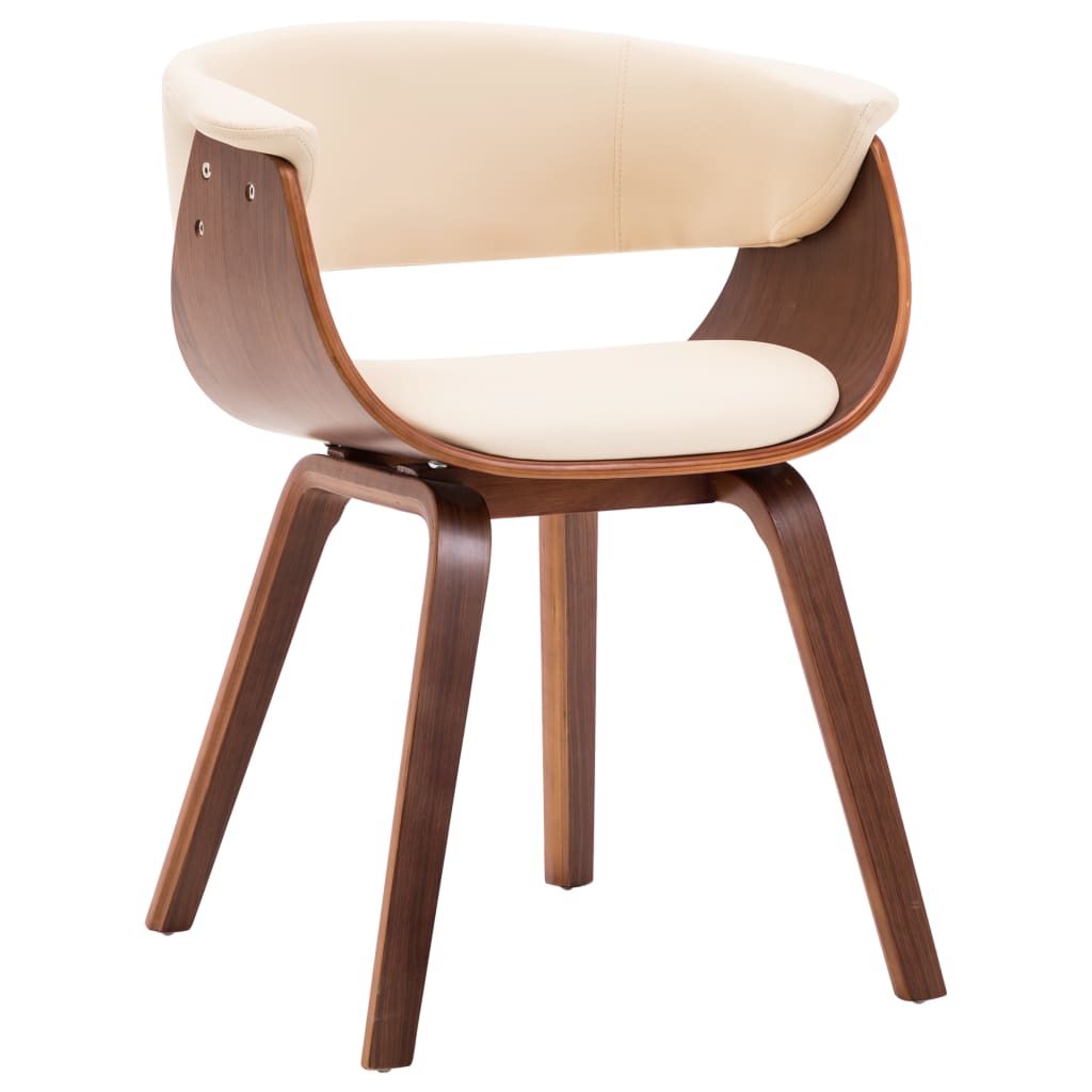 Dining Chair Cream Bent Wood and Faux Leather - Newstart Furniture