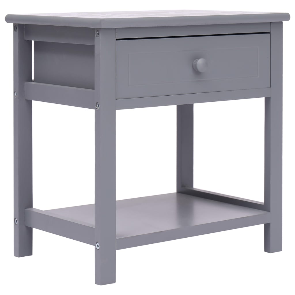 Nightstand Grey 40x29x42 cm Paulownia Wood - Newstart Furniture