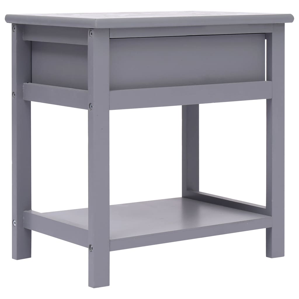 Nightstand Grey 40x29x42 cm Paulownia Wood - Newstart Furniture