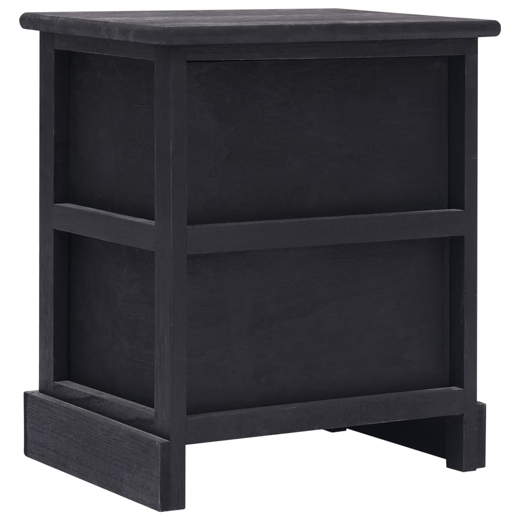 Nightstand Black 38x28x45 cm Paulownia Wood - Newstart Furniture