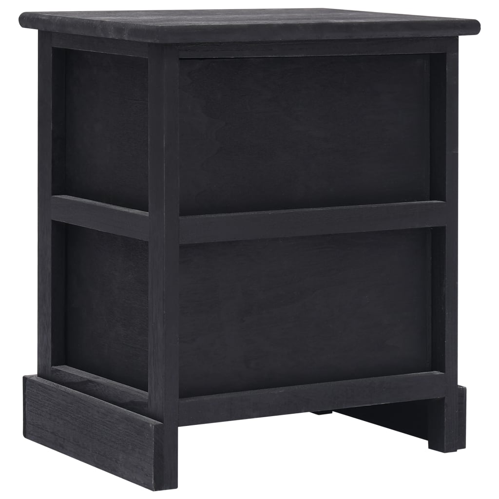 Nightstands 2 pcs Black 38x28x45 cm Paulownia Wood - Newstart Furniture