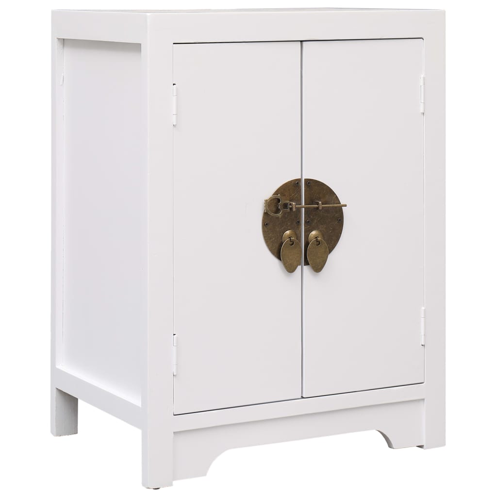Bedside Cabinet White 38x28x52 cm Paulownia Wood - Newstart Furniture