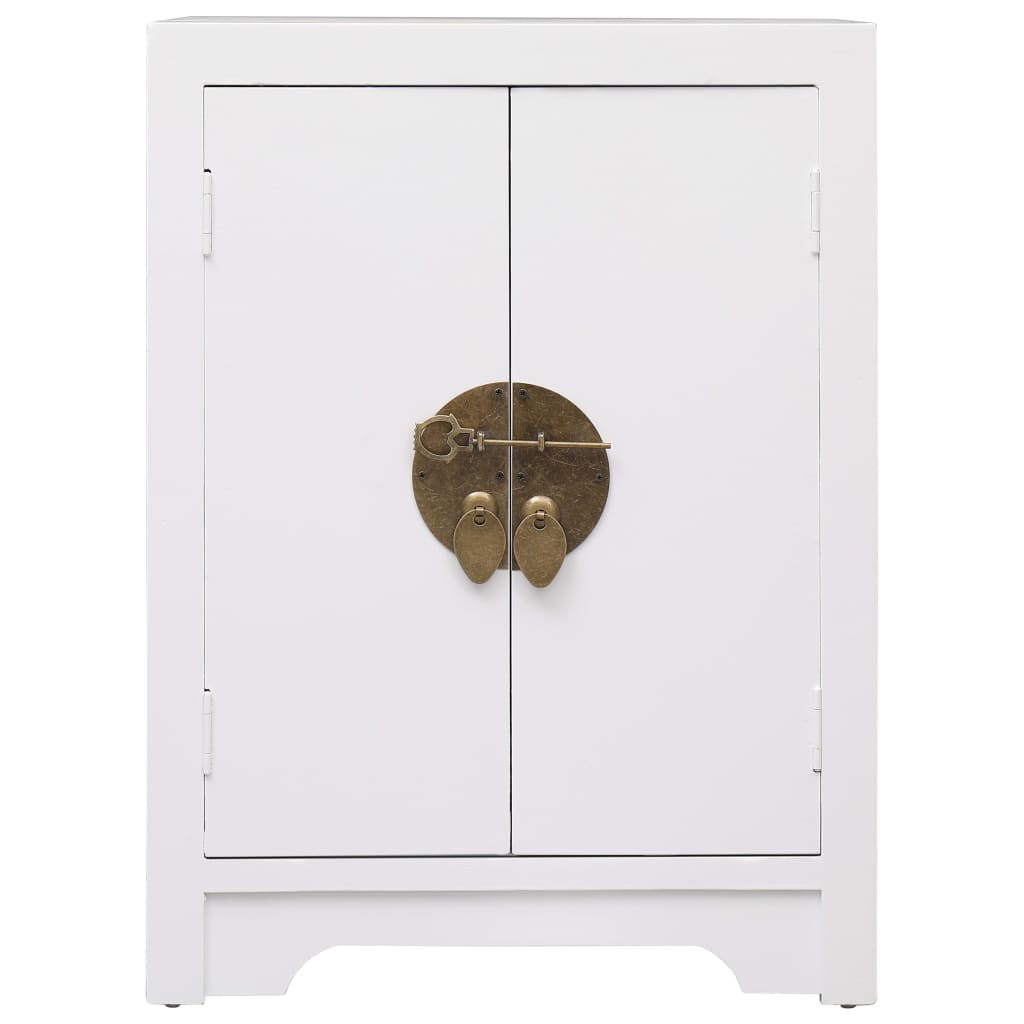 Bedside Cabinet White 38x28x52 cm Paulownia Wood - Newstart Furniture