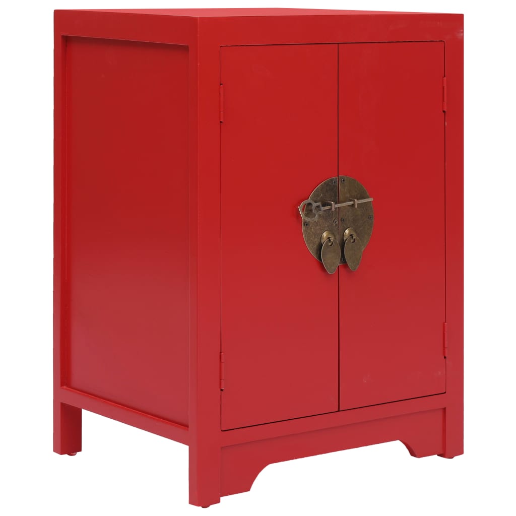 Bedside Cabinet Red 38x28x52 cm Paulownia Wood - Newstart Furniture