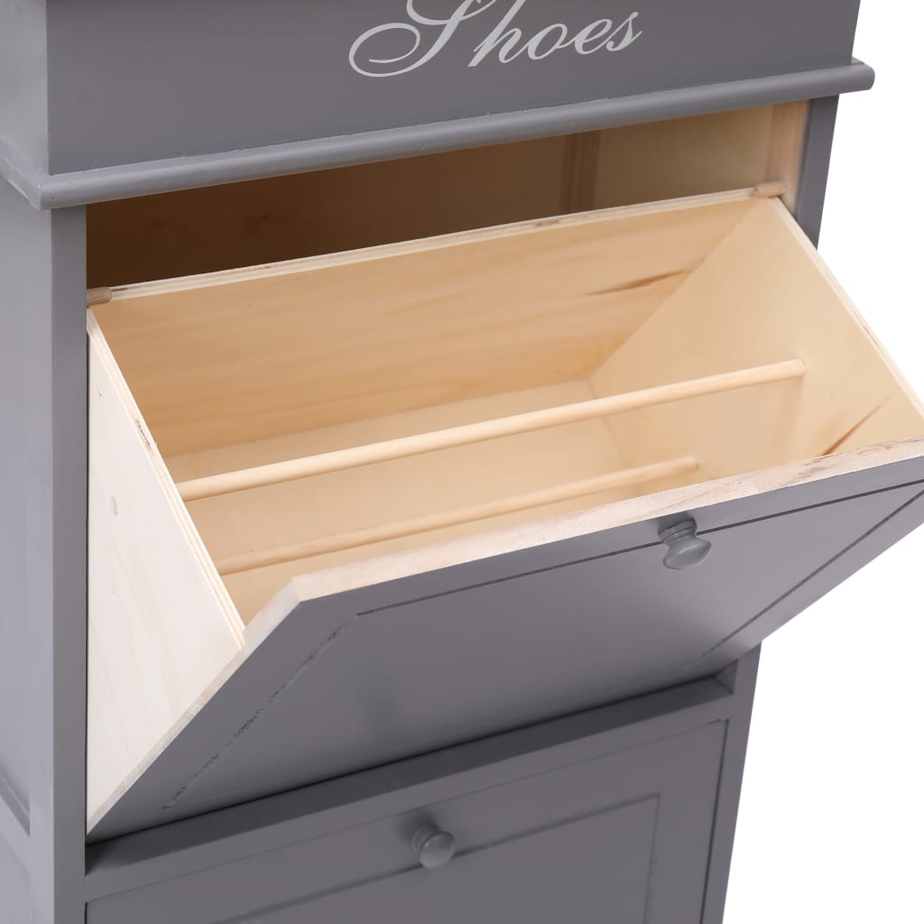 Shoe Cabinet Grey 50x28x98 cm Paulownia Wood - Newstart Furniture