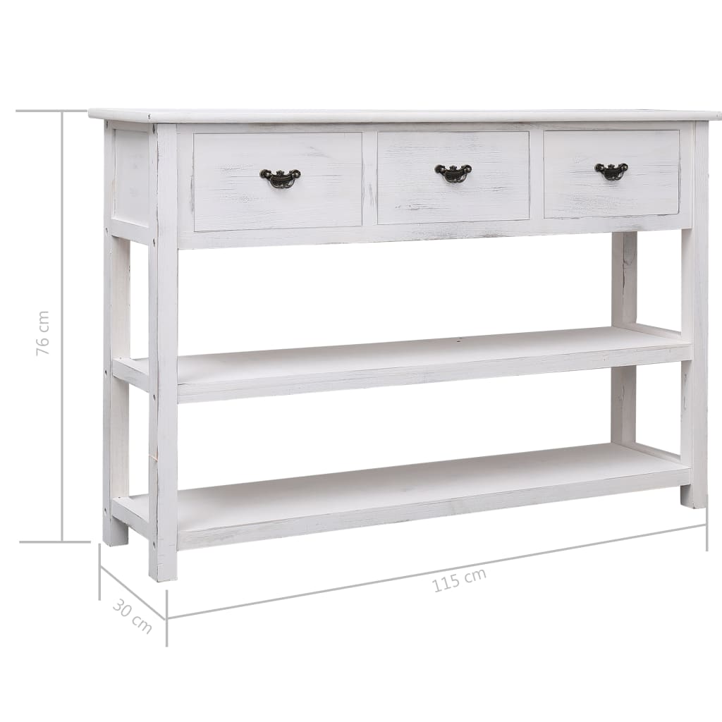 Sideboard Antique White 115x30x76 cm Wood - Newstart Furniture