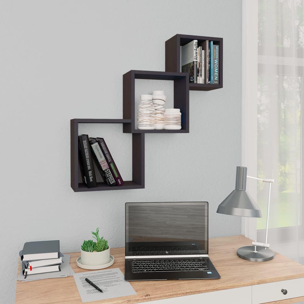 Cube Wall Shelves Grey 68x15x68 cm Engineered Wood - Newstart Furniture