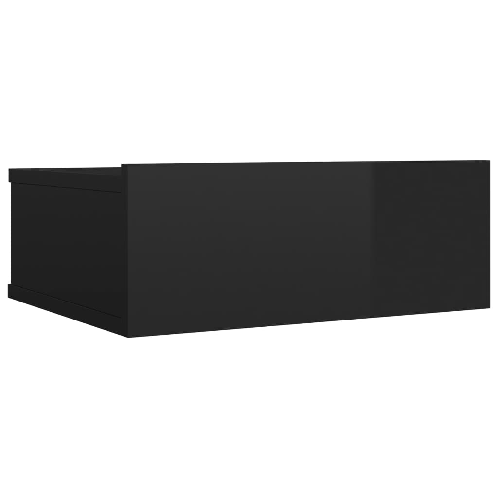 Floating Nightstand High Gloss Black 40x30x15 cm Engineered Wood