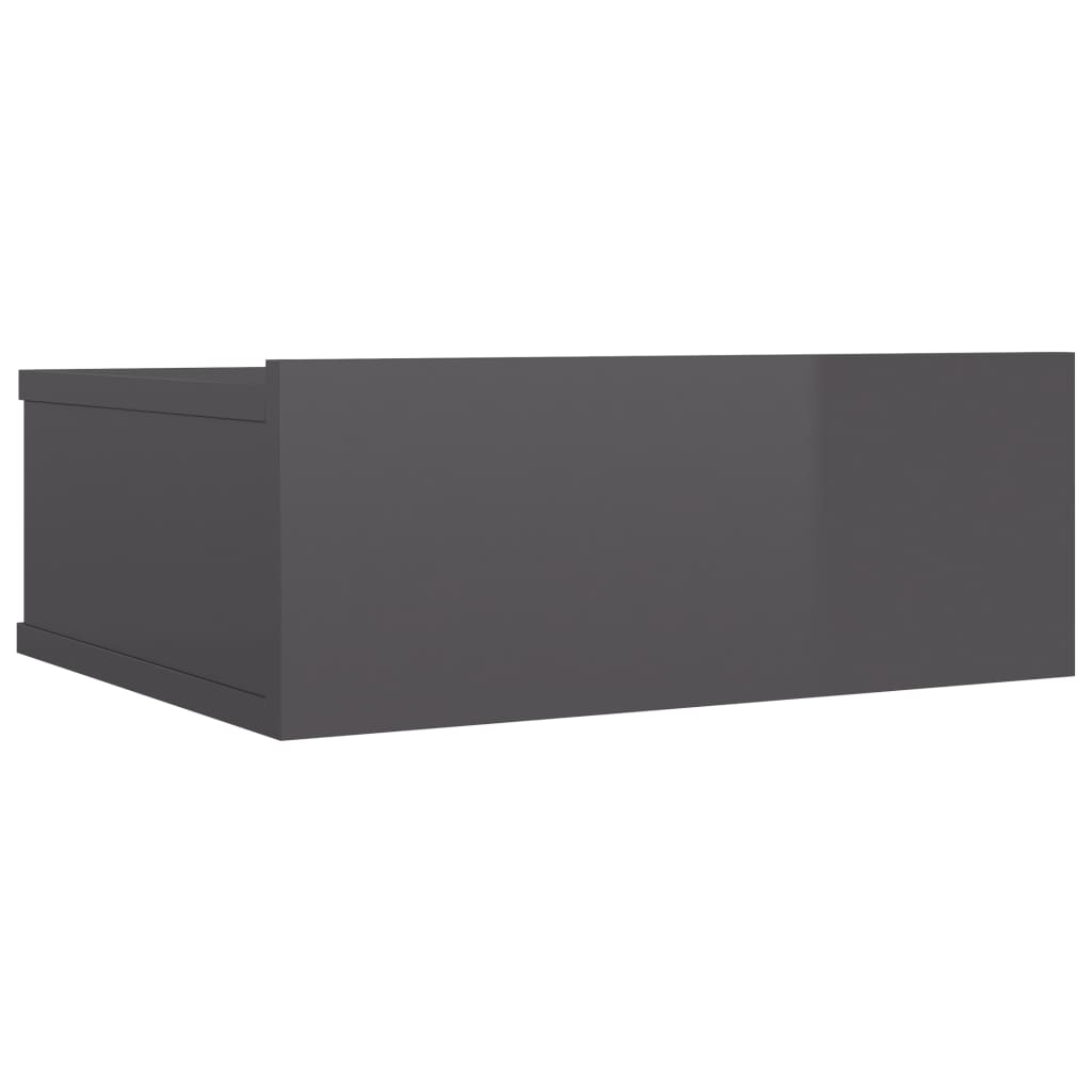 Floating Nightstand High Gloss Grey 40x30x15 cm Engineered Wood - Newstart Furniture