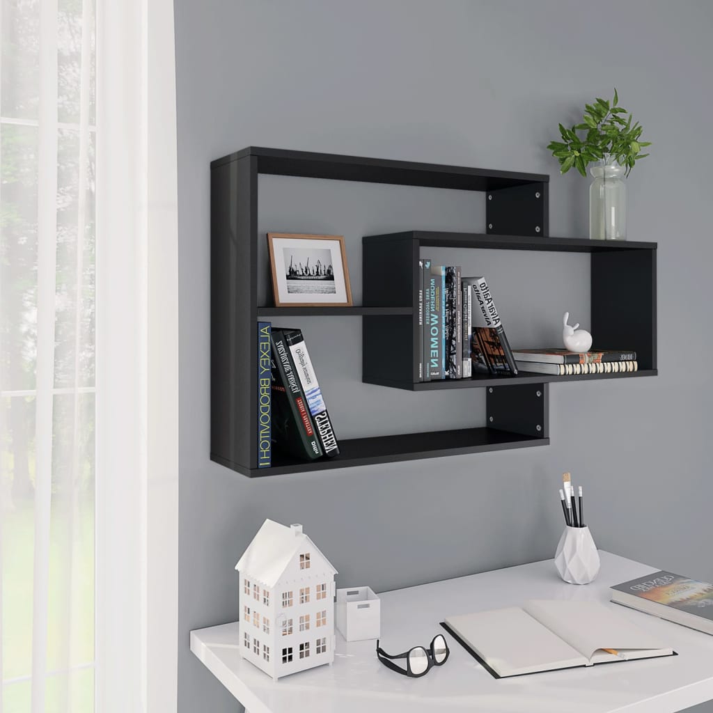 Wall Shelves Black 104x20x58.5 cm Engineered Wood - Newstart Furniture